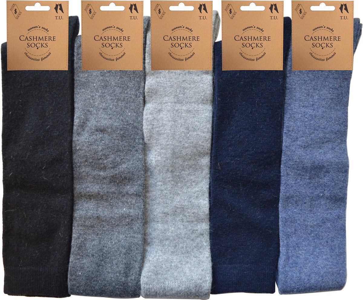 MI-BAS CASHMERE DAMES WINTERSOKKEN - EXTRA WARM EN ZACHT - TOP KWALITEIT - 2 PAAR- 36/41 - JEANSBLAUW