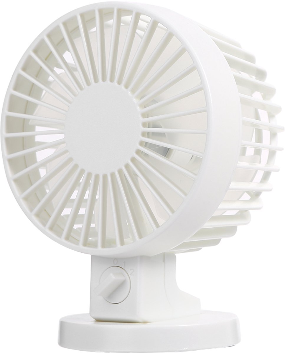 Draagbare mini-handventilator (USB-oplaadbaar); verkoelende ventilator voor bureau of tafel – Nieuw (Wit)