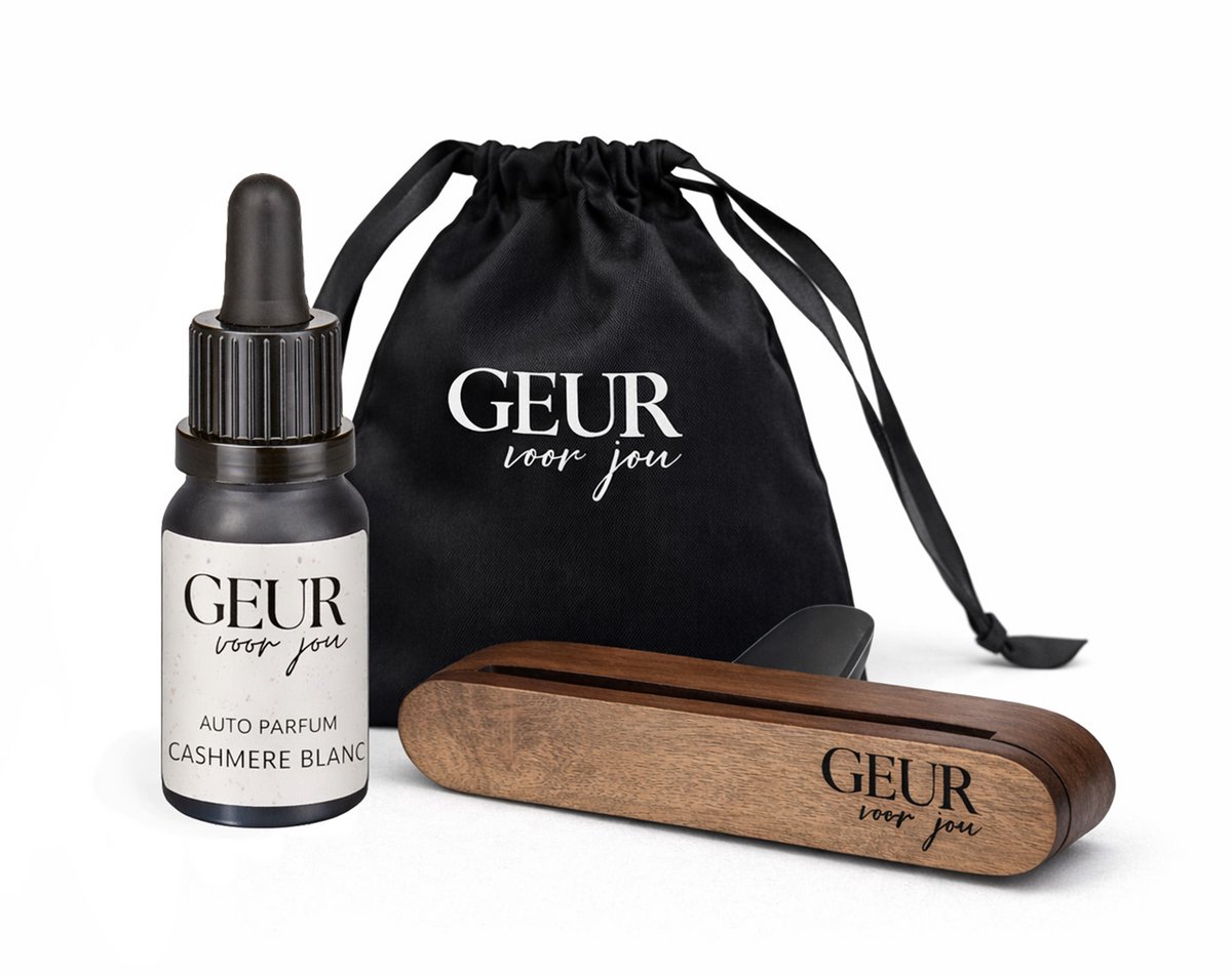 Geur voor Jou Cashmere Blanc - Autoparfum 10 ml - Auto Luchtverfrisser - Navulbare Dashboardhouder - Luxe Parfumolie