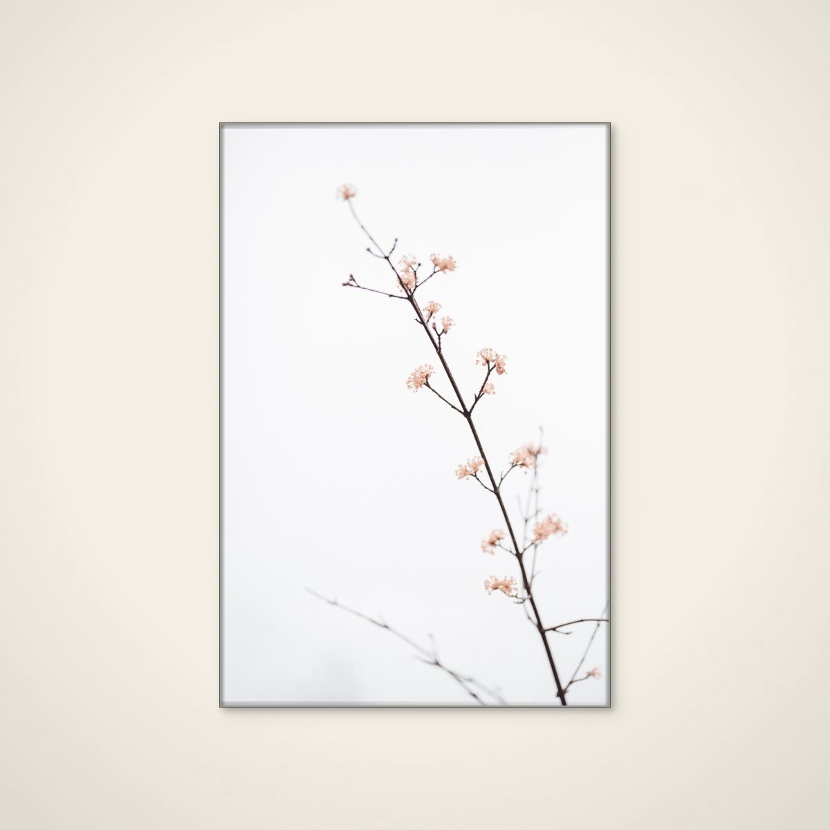 Akoestisch schilderij - 60 x 90 cm - Delicate Spring Blossoms van Pictufy Studio III - Abstracte wanddecoratie - zilver textielframe