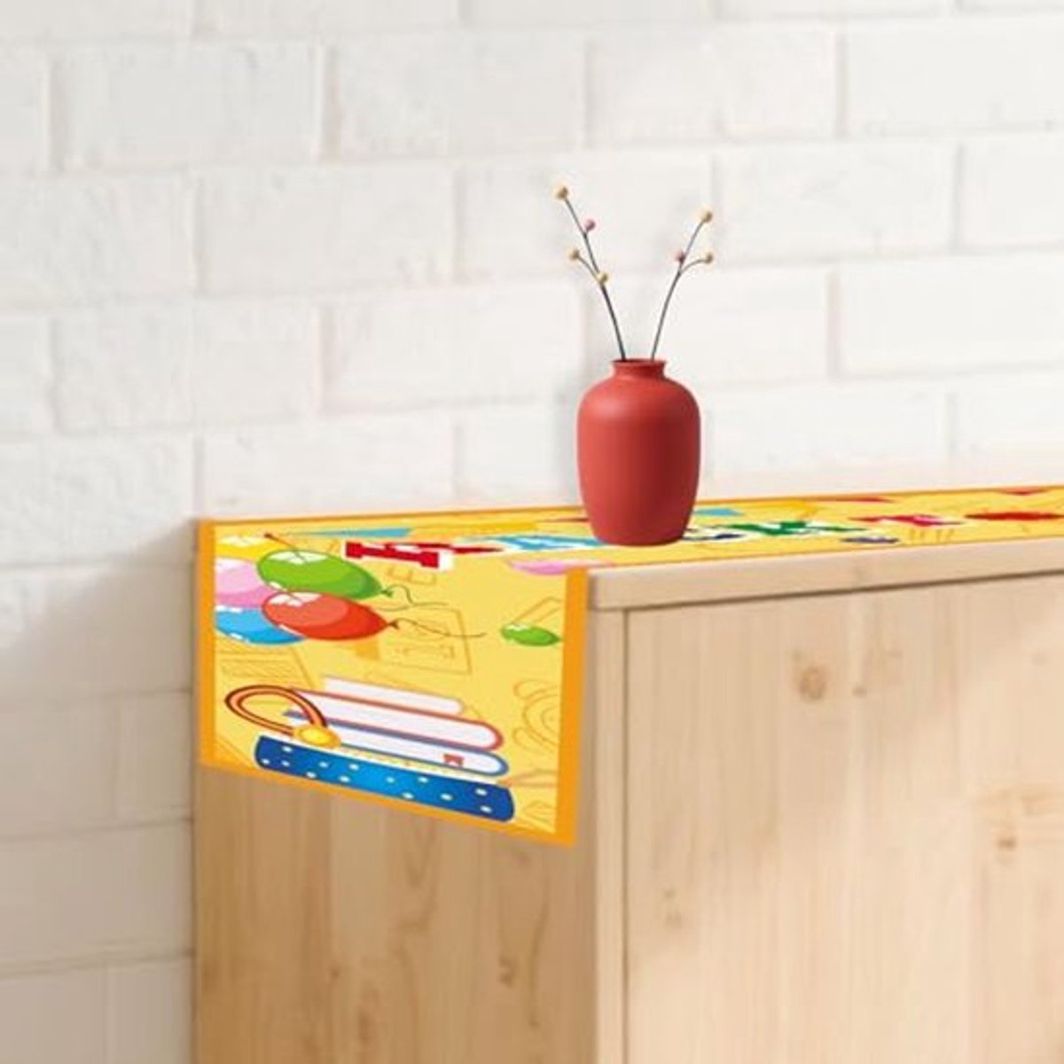 Tafelkleed voor het nieuwe schooljaar, 183x34cm, linnen tafelkleed voor het nieuwe schooljaar, machinewasbaar, perfecte decoraties en benodigdheden voor een schoolfeest