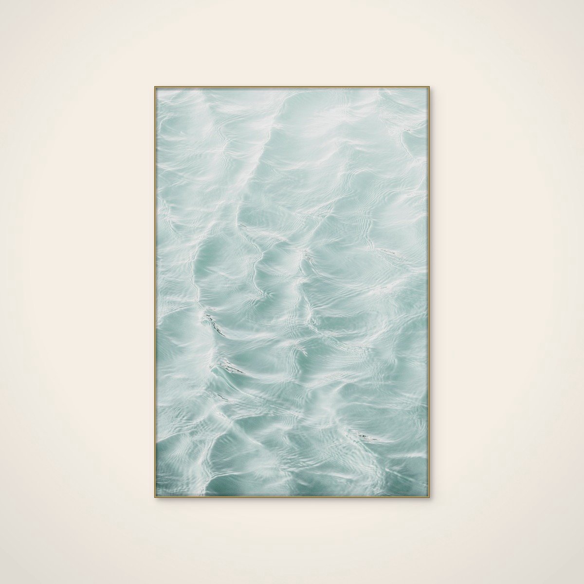 Akoestisch schilderij - 80 x 120 cm - Tiny Waves van Kathrin Pienaar - Abstracte wanddecoratie - goud textielframe