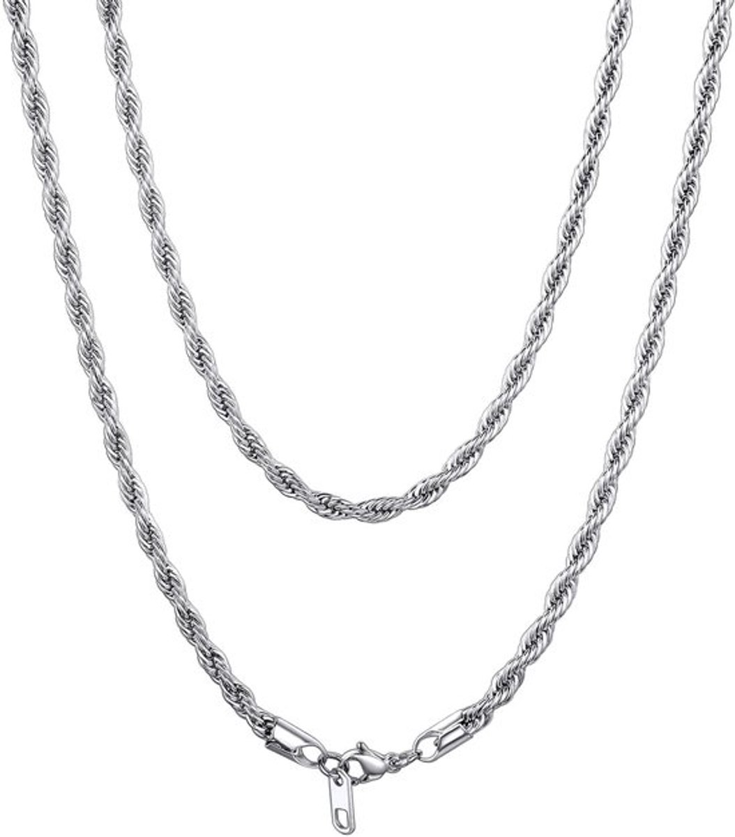 Stainless Steel Ketting voor Mannen met Sieraden Sluiting, Unisex Rvs Gevlochten Ketting 3 mm 6 mm Breed Verschillende Lengtes (46 - 76 cm), 3 Kleuren, Metaal, Geen Edelsteen