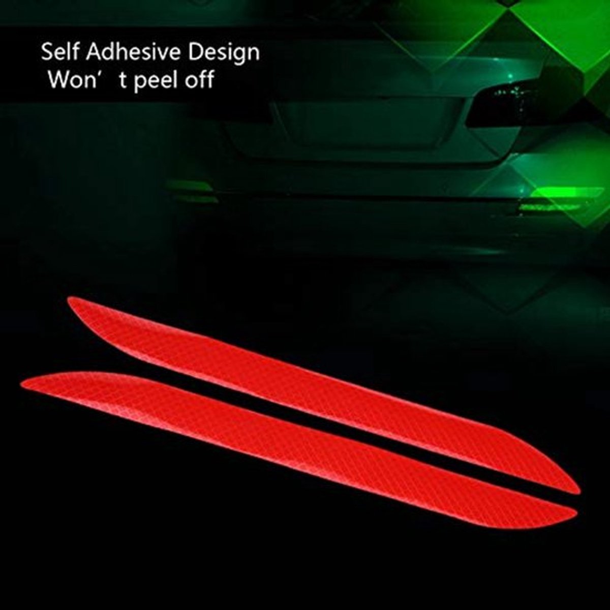 Set van 2 reflecterende veiligheidstickers voor auto van PET-materiaal, 28 x 3 cm, zelfklevend en duurzaam voor extra zichtbaarheid en veiligheid op de weg