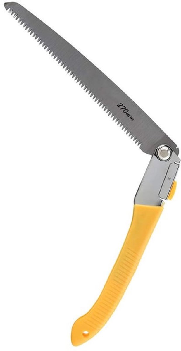 Handzaag, 280 mm, opvouwbare handzaag, houtsnijwerk, fruitbomen, snoeien, trimmen, tuingereedschap (opvouwbare gele handgreep van 270 mm voor