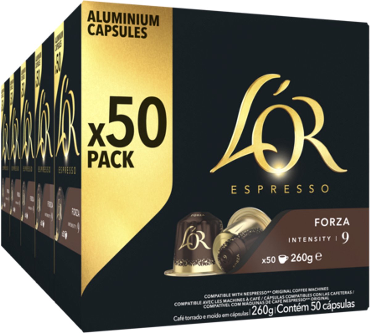 L'OR Espresso Forza Koffiecups - Intensiteit 9/12 - 5 x 50 capsules