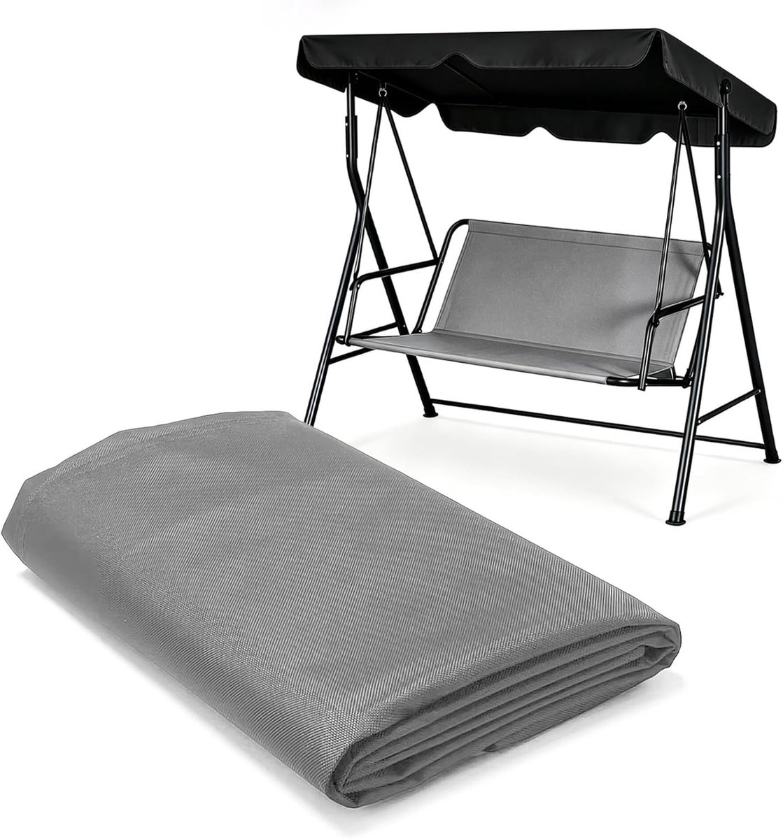 Vervangende stoelhoes voor schommelbank 2- of 3-zits, waterdicht en ademend, 900D Oxford-stof, 115 x 48 x 48 cm, grijs, tuinaccessoires, beschermhoes, buitenmeubilair