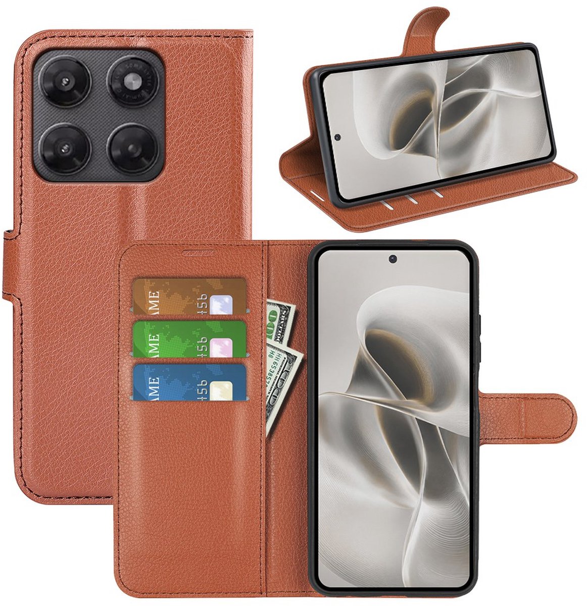 MobyDefend Hoesje - Geschikt voor Motorola Moto G37 / G47 - Kunstleren Wallet Book Case (Sluiting Voorkant) - Bruin