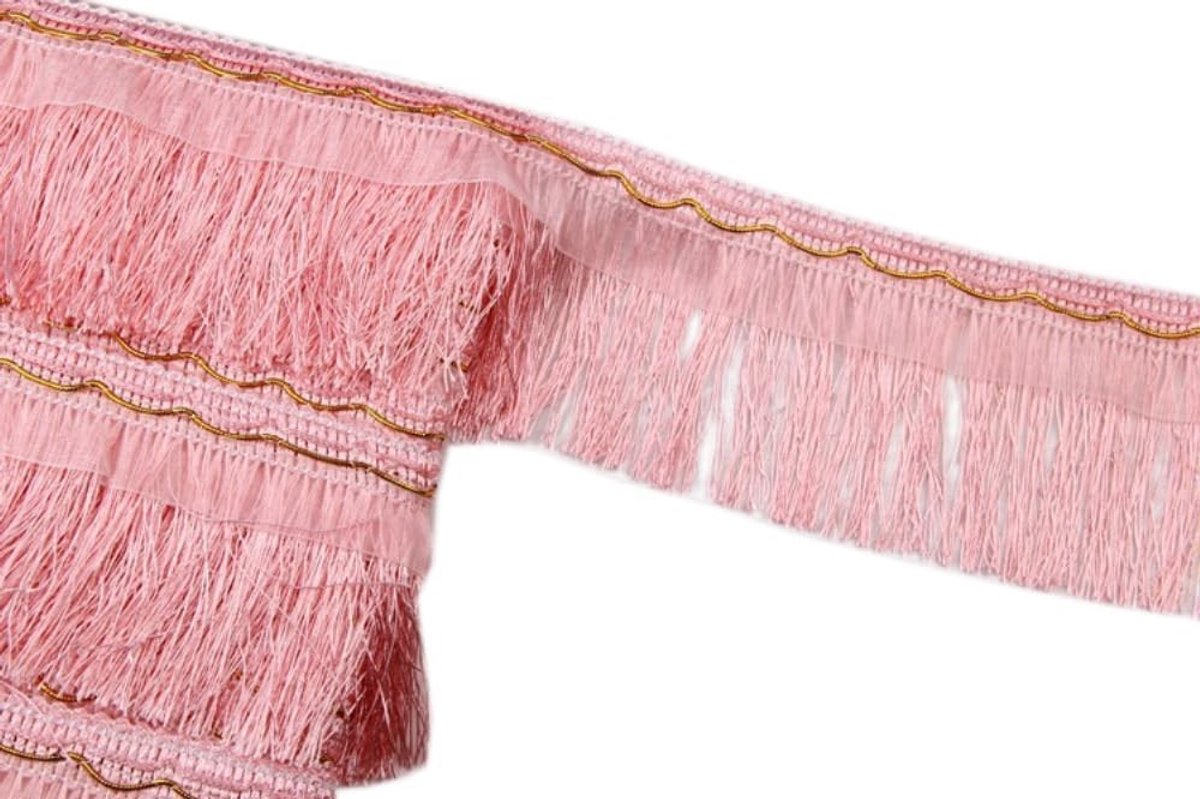 Fringe Border van 10cm x 5m - Brede Kwast, Geborduurde Band voor Naaiwerk, Versieringen en Decoratie in Roze