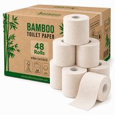 48 SuperRollen 2-laags Ongebleekt Bamboe WC Papier - 300 Vellen per Rol - FSC® 100% BOOM VRIJ - Voordeelverpakking