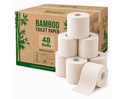 48 SuperRollen 2-laags Ongebleekt Bamboe WC Papier - 300 Vellen per Rol - FSC® 100% BOOM VRIJ -…