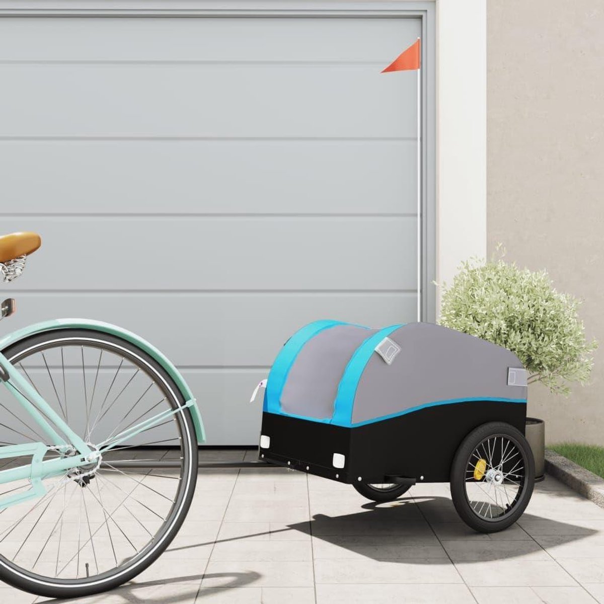 Fietskar - Transportkar Bakfiets - Goederen Vervoeren - Stevig Ijzeren Frame - 30 kg Draagvermogen - Zwart Blauw