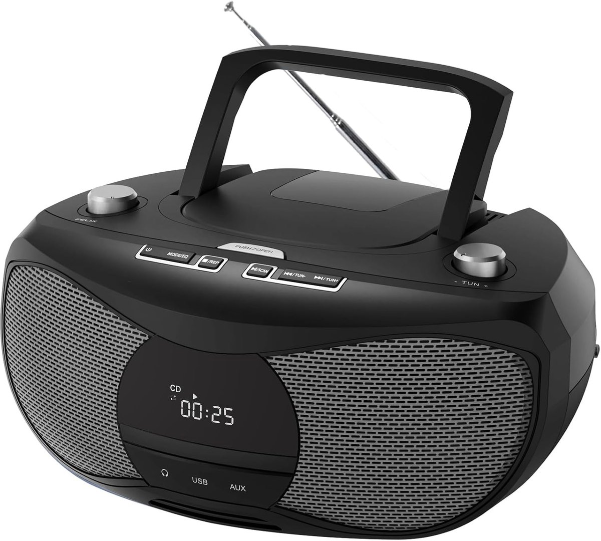 SnelShoppen - Compacte CD-stereo-installatie met Bluetooth, FM-radio, USB, AUX-IN, Plankluidspreker, Micro-hifi-installatie, 2-weg Helder Geluid voor