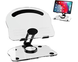 Tablet houder - Tabletstandaard - Tablet kussen - Acryl Tablet Standaard - 360 Graden Roteerbaar & Verstelbaar - Opvouwbare Tablethouder - voor iPad, E-reader en Smartphone (4.7-13 inch) - Transparant