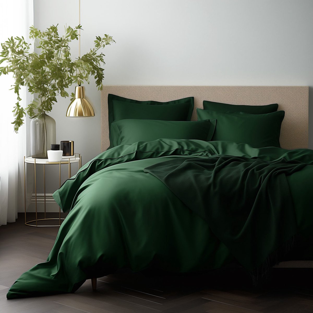 Darymex Satynlove Classic - Dekbedovertrek set - 100% Katoen-Satijn - Met Ritssluiting - 140x200 cm - Flesgroen