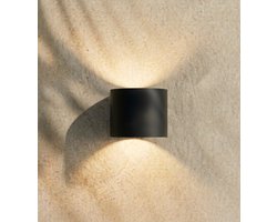 ZOLUNA Solar Tuinverlichting Wandlamp Marga Rond - Tuinverlichting op Zonneenergie - Aluminium - Warm Wit Licht - 12 Uur - IP54