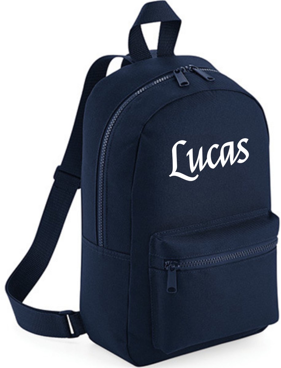 Kinderrugtas bedrukt met naam - Navy Blue - gepersonaliseerd - mini backpack - rugzak