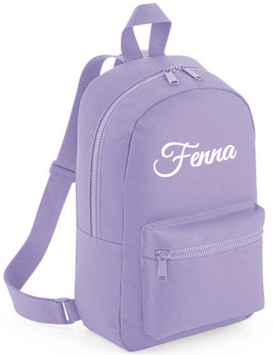 Kinderrugtas bedrukt met naam - Lila - gepersonaliseerd - mini backpack - rugzak