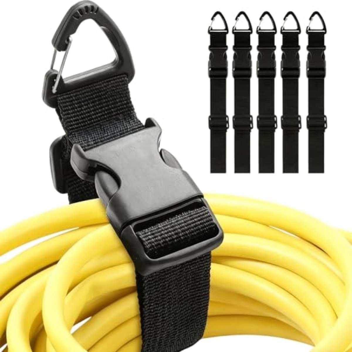 Huis Geluk set van 5 verlengkabel-organizers met driehoekige clips, verstelbare kabelorganizer, wandmonteerbaar voor kabels, slangen en touwen, voor thuis, kantoor, camper en garage