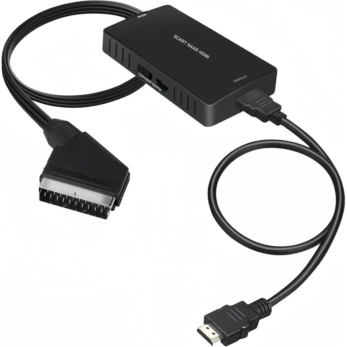 SSTRWGOOD SCART-naar-HDMI-adapter/converter – Inclusief kabel – Ondersteunt HD 1080p-audio- en videoconversie – Geschikt voor HDTV's, settopboxen, VHS-recorders, Xbox, PS3, Sky-ontvangers, dvd- en blu-rayspelers