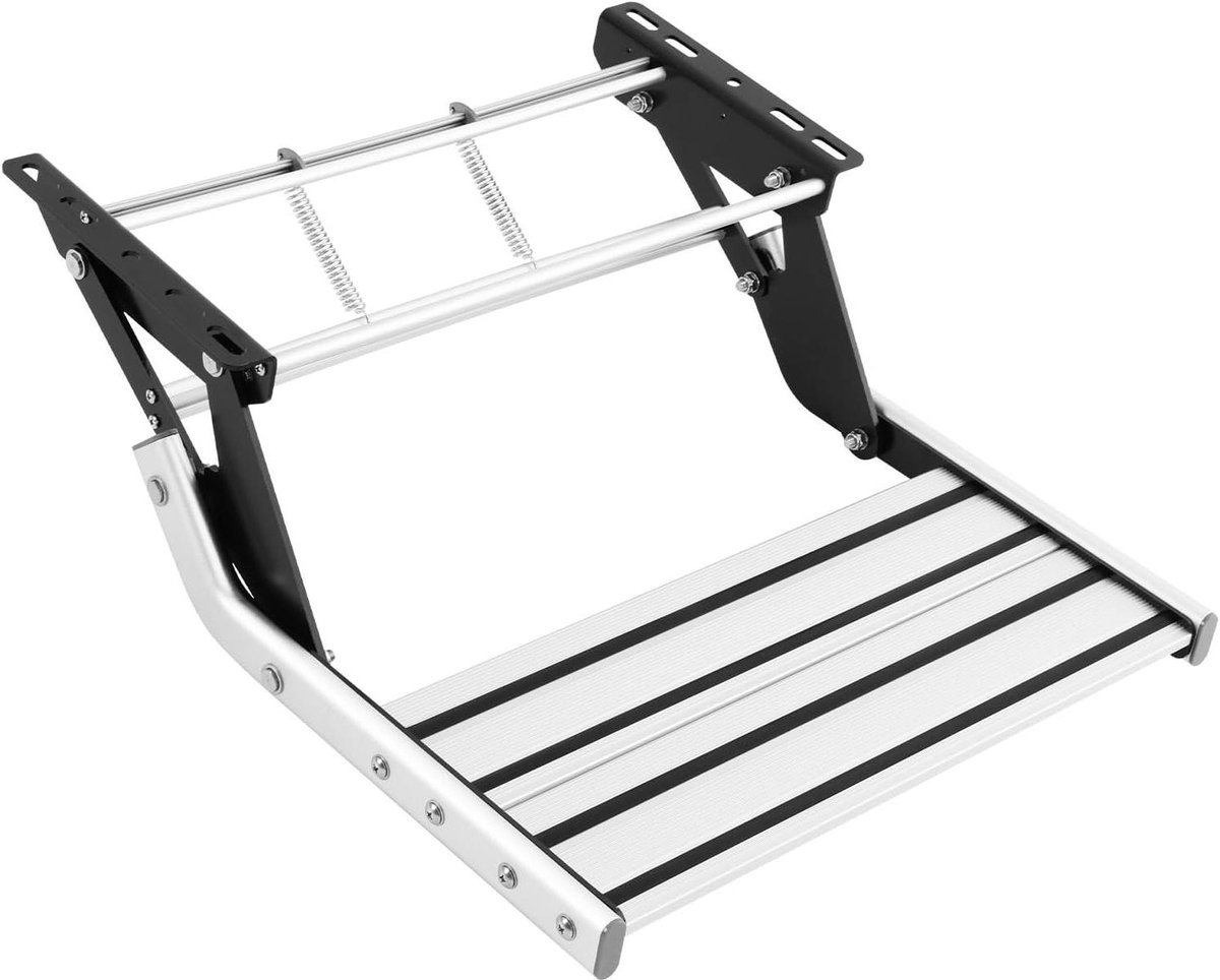 Opstaptrede - Vouwtrap caravan - Veilig instappen - Antislip oppervlak - 51 cm breed - Zilver zwart