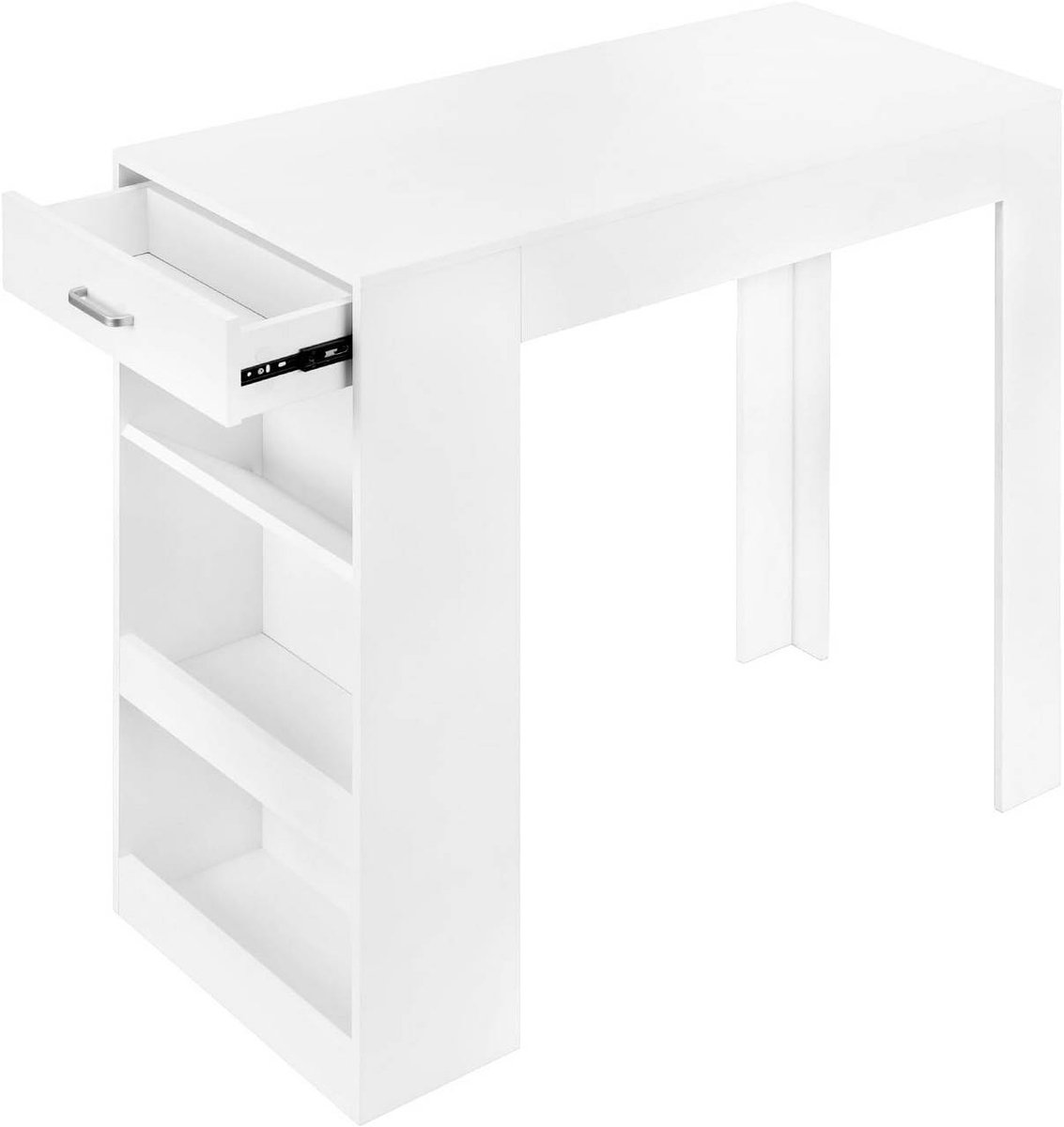 SureDeal® - bartafel - 1 lade - Planken - Wijnrek - Keukentafel - Wit - 100x50x100 cm