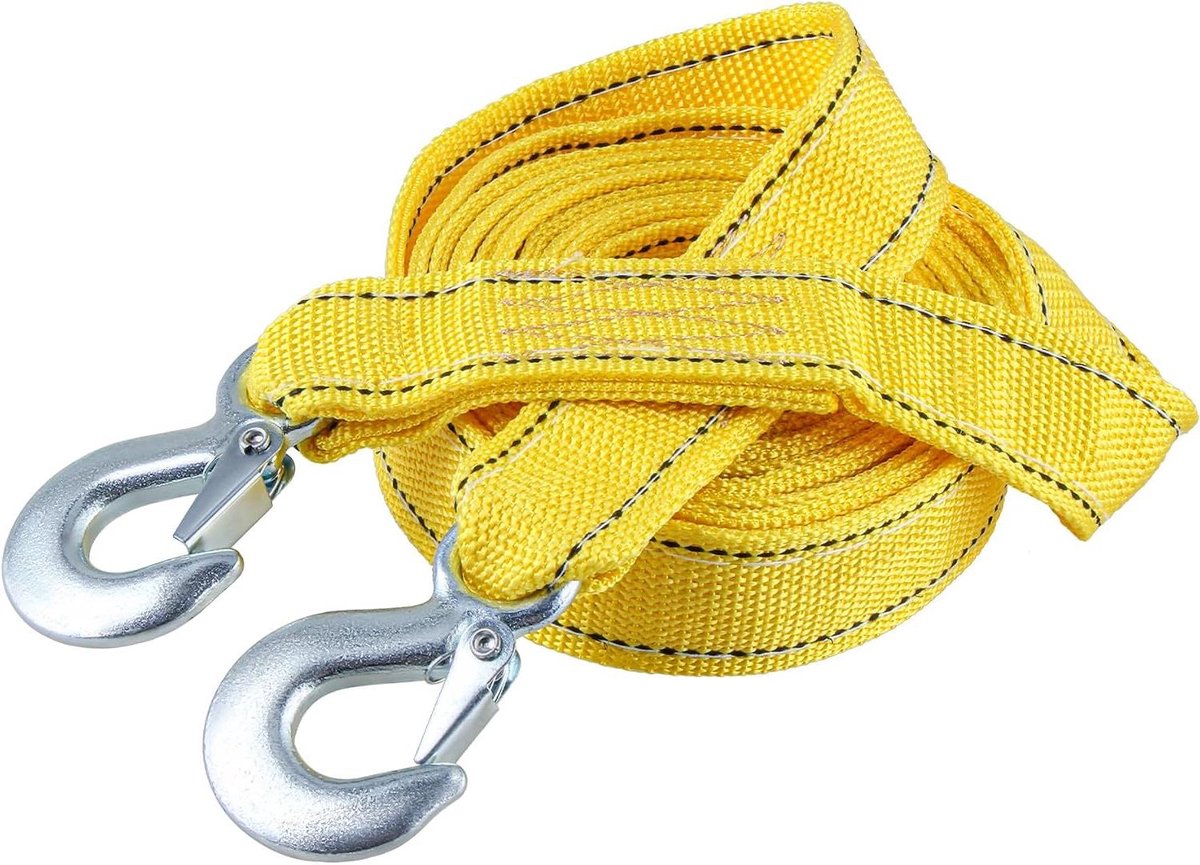 Sleepkabel 5 Ton - Reddingslijn Auto - Pechhulp Voertuigen - Verstevigd Polyester - 4 Meter Lengte - Geel