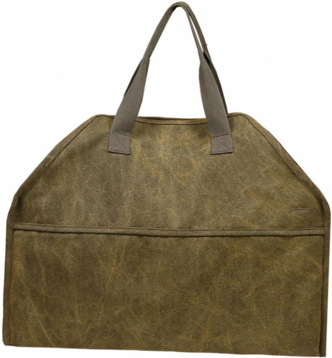 Canvas Houtdrager Tas - Grote Opbergzak - Hout Opslag - Waterafstotend Materiaal - 57 x 24 x 46 cm - Olijfgroen