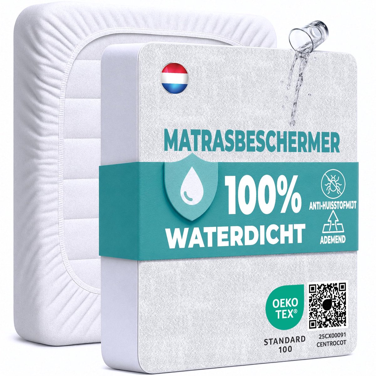 SnelShoppen - Flowen Matrasbeschermer 150x190 cm Waterdichte Hoeslaken Katoenen Matrashoes Ademend Vochtbescherming Anti-Mijt Hypoallergeen Antibacter