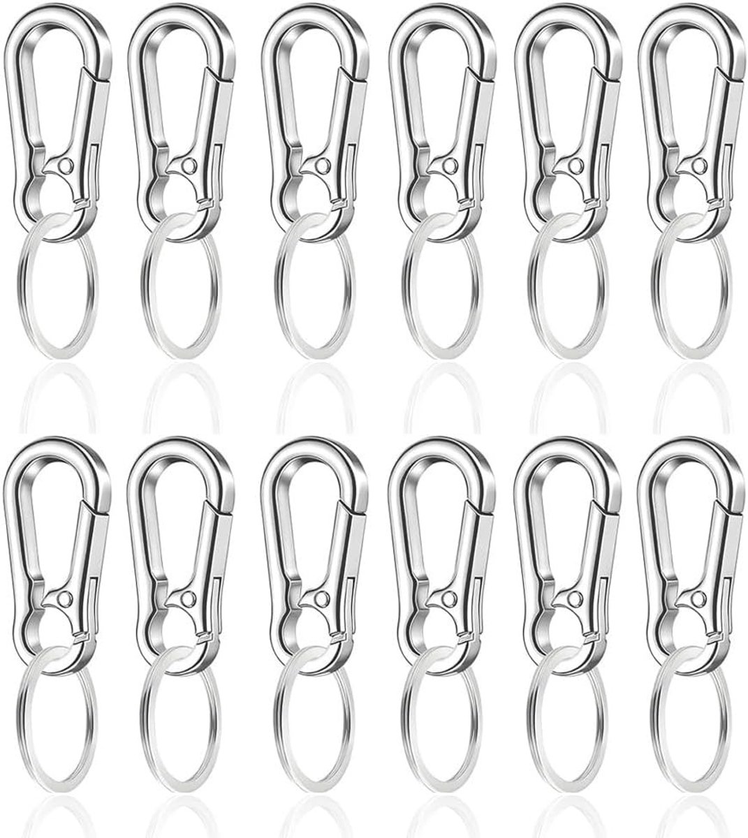 Set van 12 kleine karabiners voor outdoor, camping en avontuurlijke activiteiten