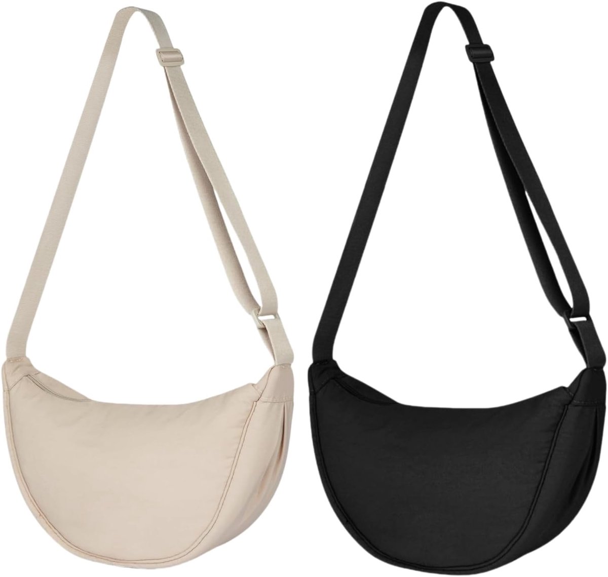 SnelShoppen - Dames halve maan crossbody schoudertas, kleine schoudertas met verstelbare schouderriem, hobo messenger bag voor dames, effen kleur, ide