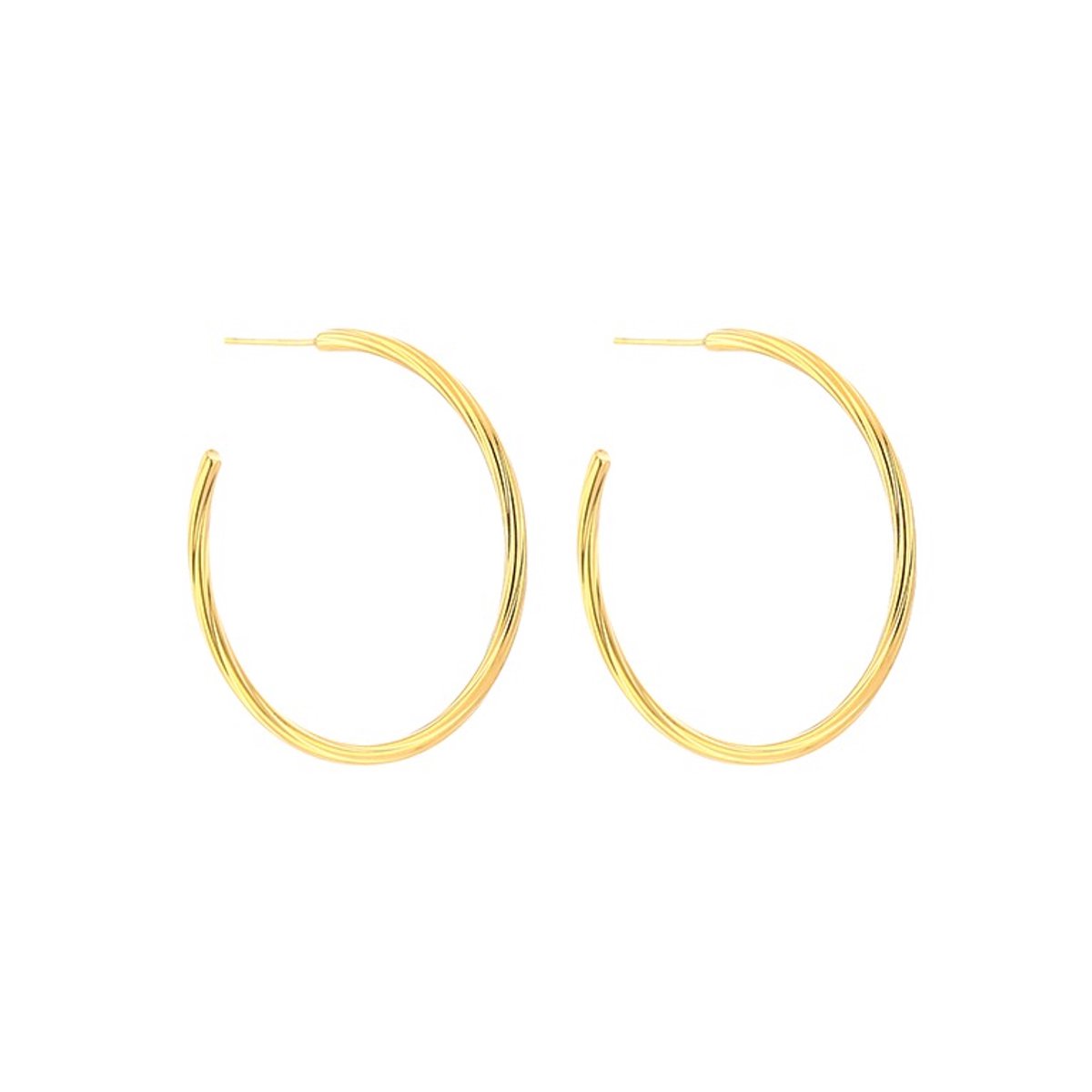 Stainless Steel Twisted Spiral Half Hoops 4.5CM – Luxe Gevlochten Twiddled Halve Oorringen – RVS - Goud