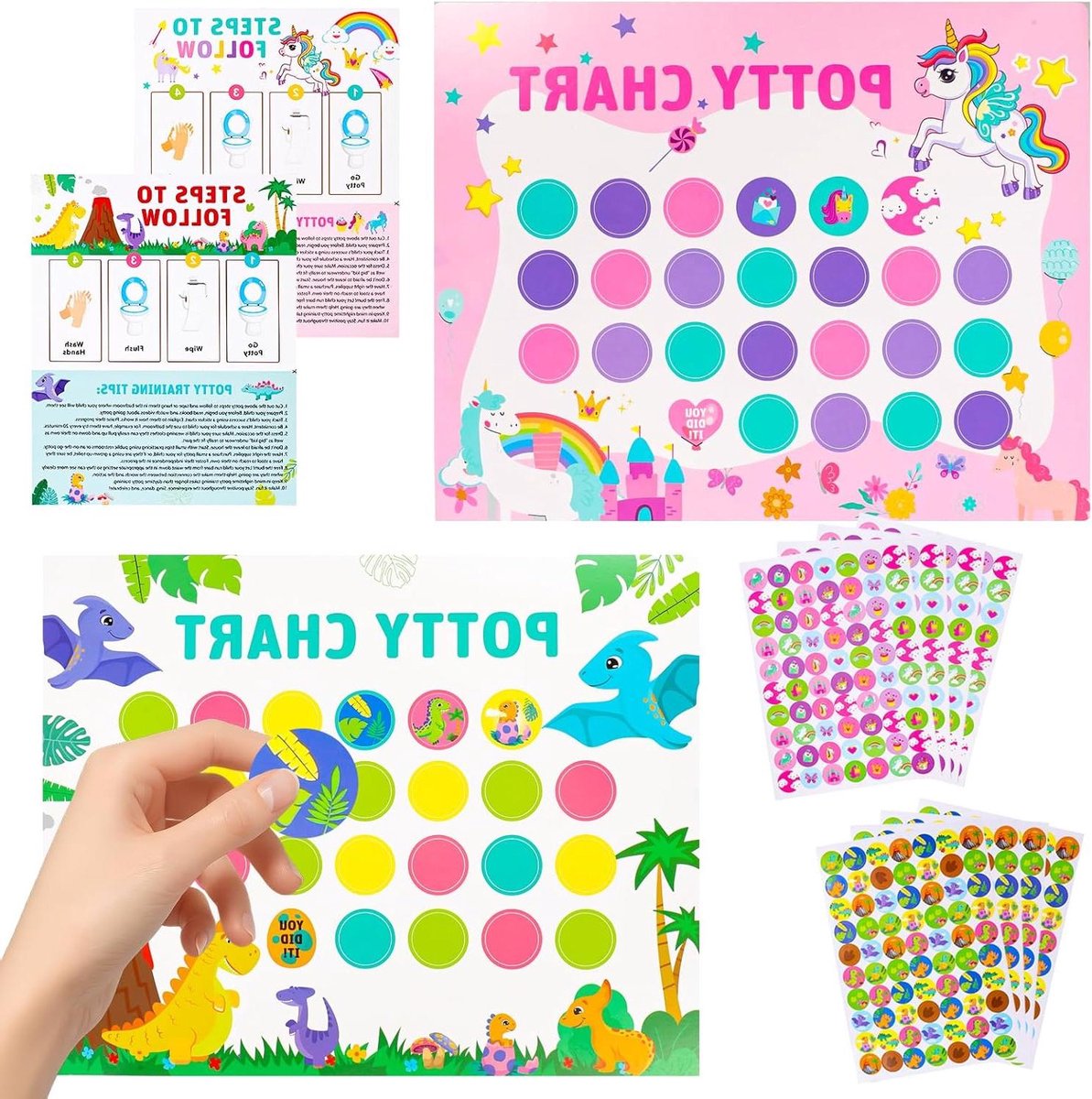 Zindelijkheidskaart - Beloningssysteem Peuters - Zindelijkheidstraining - 2 Leuke Thema's - 30 Stuks - Multicolor
