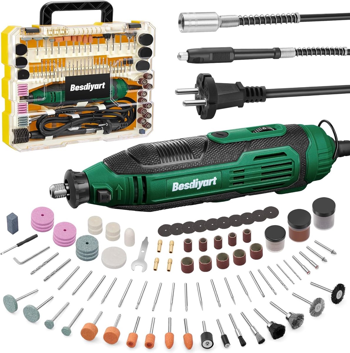 SnelShoppen - Multifunctioneel gereedschap 160 W, rotatiegereedschap met 6 variabele toerentallen, 12.000-38.000 omw/min, 352 accessoireset voor slijp