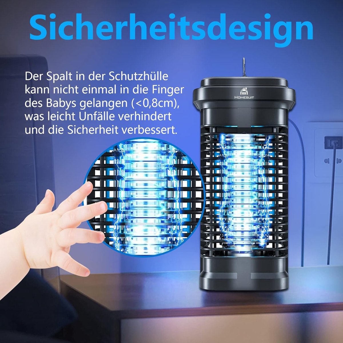 SnelShoppen - Homesuit Vliegenval, Elektrische Insectenverdelger, Muggenlamp met 20 W en 4000 V, Effectieve Muggenafweer voor Binnen en Buiten, Ideaal