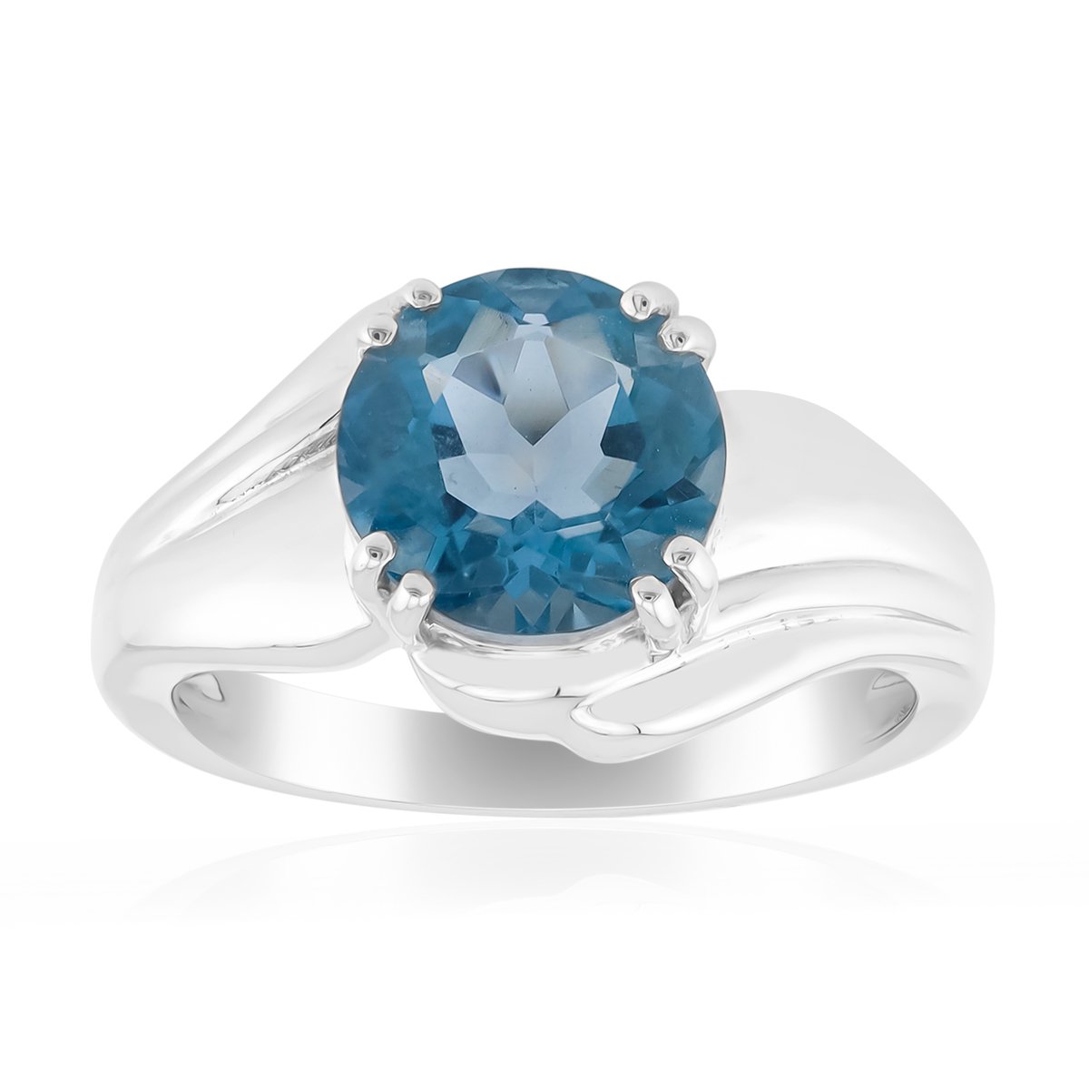 Cavill - Zilveren ring met palladium - 925 Sterling Zilver - 1,828 Karaat Braldu Fluoriet - Blauw, Ronde Edelsteen - Elegante Unisex Ring uit Pakistan