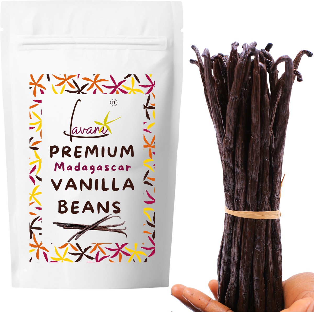 LAVANI® – 10 Premium Bourbon Vanillestokjes uit Madagaskar – 16-18 cm – Zacht, Vlezig en Intens Aromatisch – Lang Houdbaar