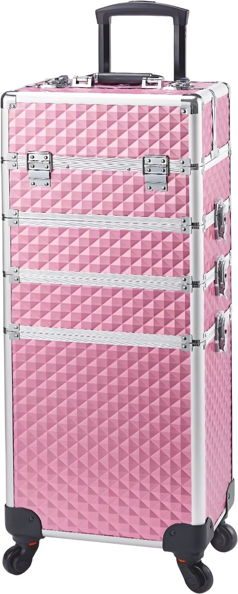 Beauty Trolley 4-in-1 Afneembaar - Grote Opslag - Met Wielen & Slot - Aluminium Case