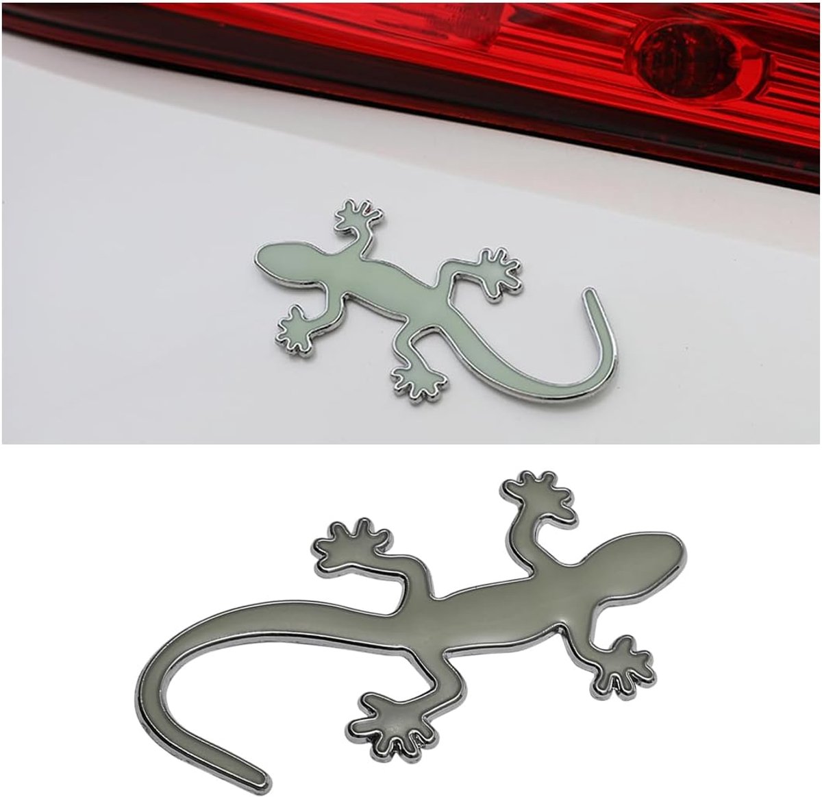 Autosticker, Gecko Camper, Persoonlijkheid Carrosseriestickers, 3D Aangepaste Driedimensionale Voertuig Buitendecoratie (Zilver)