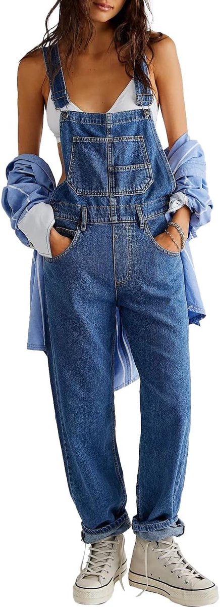 denim jeans voor dames, jumpsuit, losse verstelbare bandjes, baggy tuinbroek, jumpsuit, harembroek — afbeelding 5