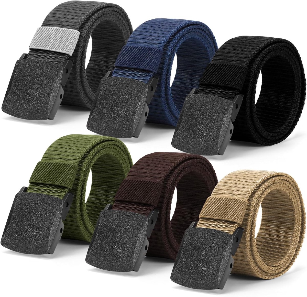 Riemen voor heren, riem mannen, verstelbare outdoor stoffen riem, riem zonder gaten dames, herenriem met kunststof gesp voor reizen, werk, vrije tijd, wandelen