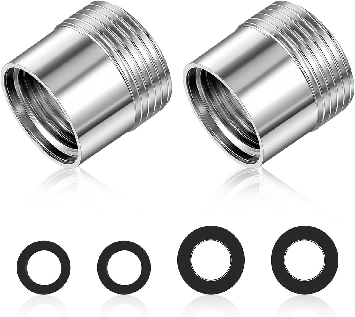 3/4 naar 1/2 inch, 2 stuks adapters 3/4 naar 1/2 inch, roestvrij staal, schroefdraadfitting voor tuinslang, wateraansluiting, wasmachine, duurzaam, roestvrij