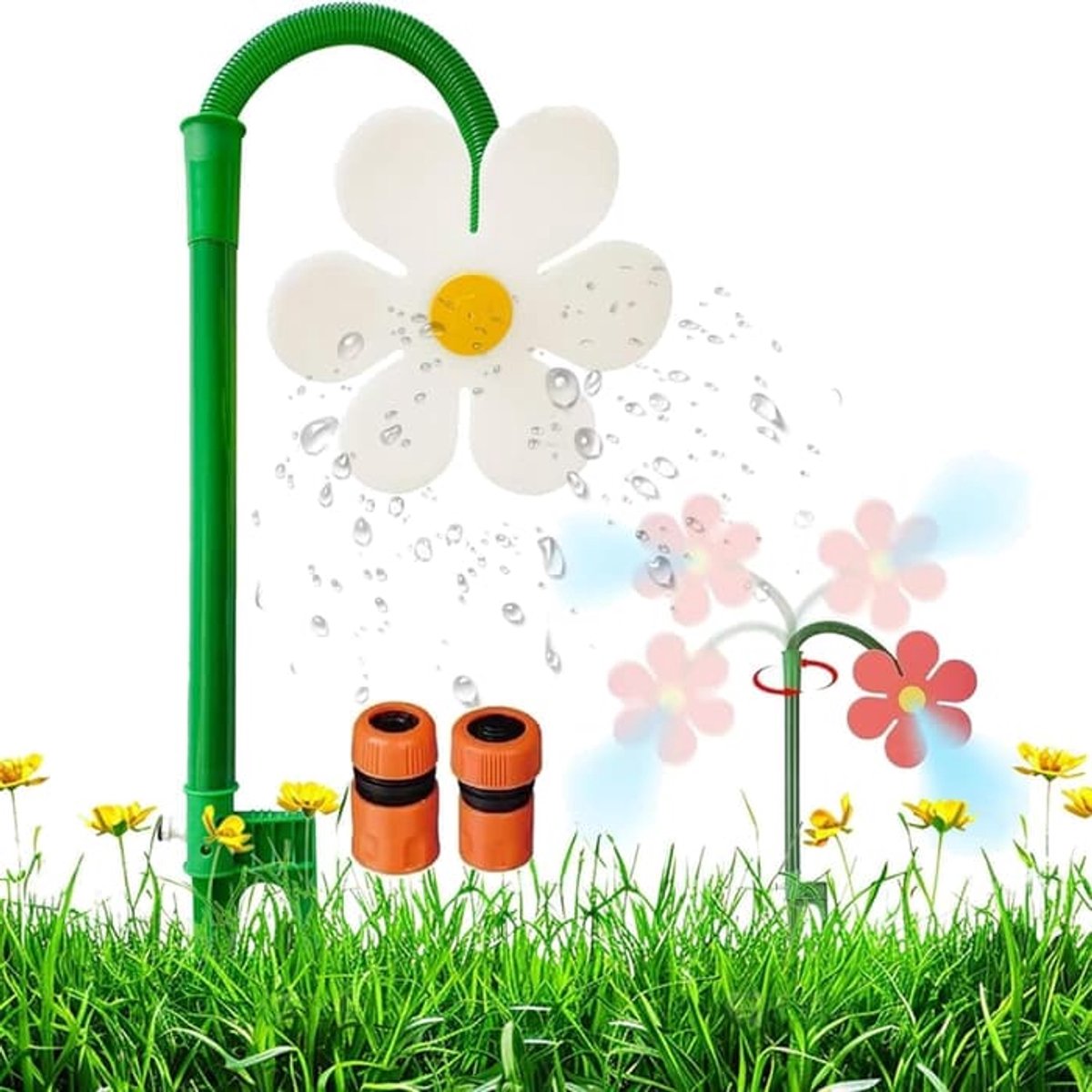 Crazy Daisy Sprinkler - 360° draaiende dansende bloemsproeier voor gazons en tuinen - Leuk bewateringshulpmiddel voor tuinirrigatie