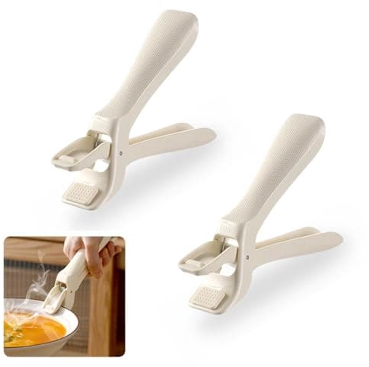 Tweedelige tangenset voor hete pannen - met hittebestendige handgrepen, geschikt voor borden, kommen, enz. Veilig te gebruiken met hete pannen, kommen, pizzapannen, enz.