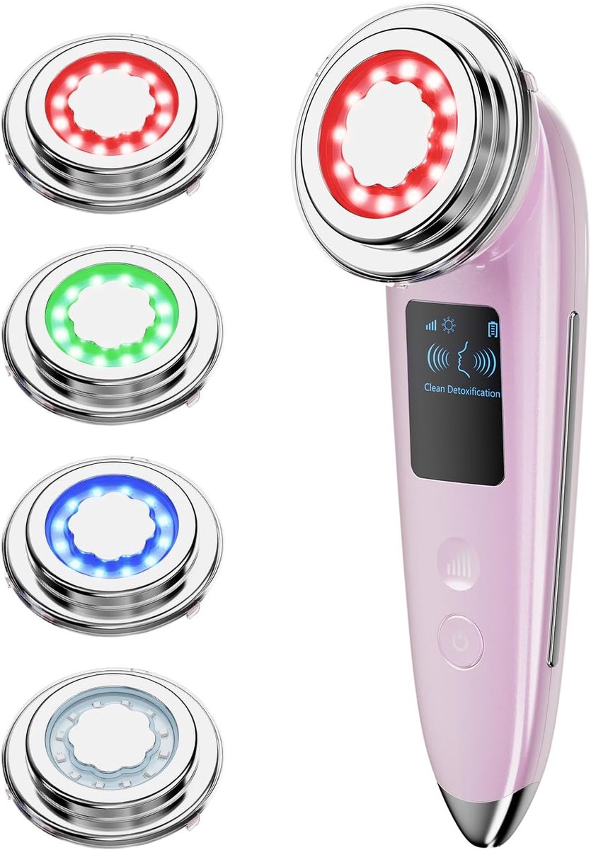 Elektrische gezichtsmassager voor facelift, 4-in-1 gezichtsmassager, anti-aging, huidverstrakking en huidverzorging (Roze)