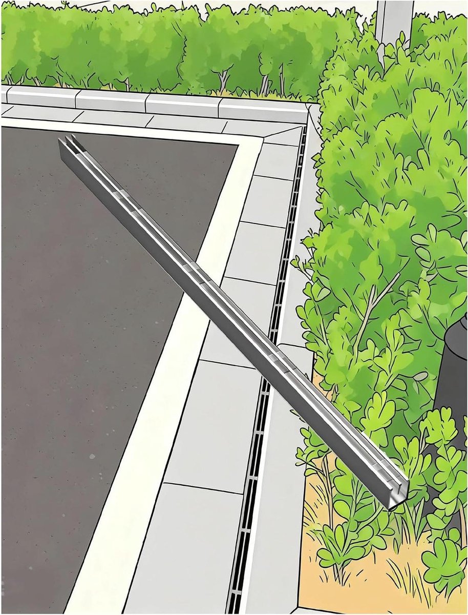 Vloergoten met rooster - Afwateringsgoot buiten - Overtollig water afvoeren - Roestvrijstalen constructie - 100 cm lengte - Zilverkleurig
