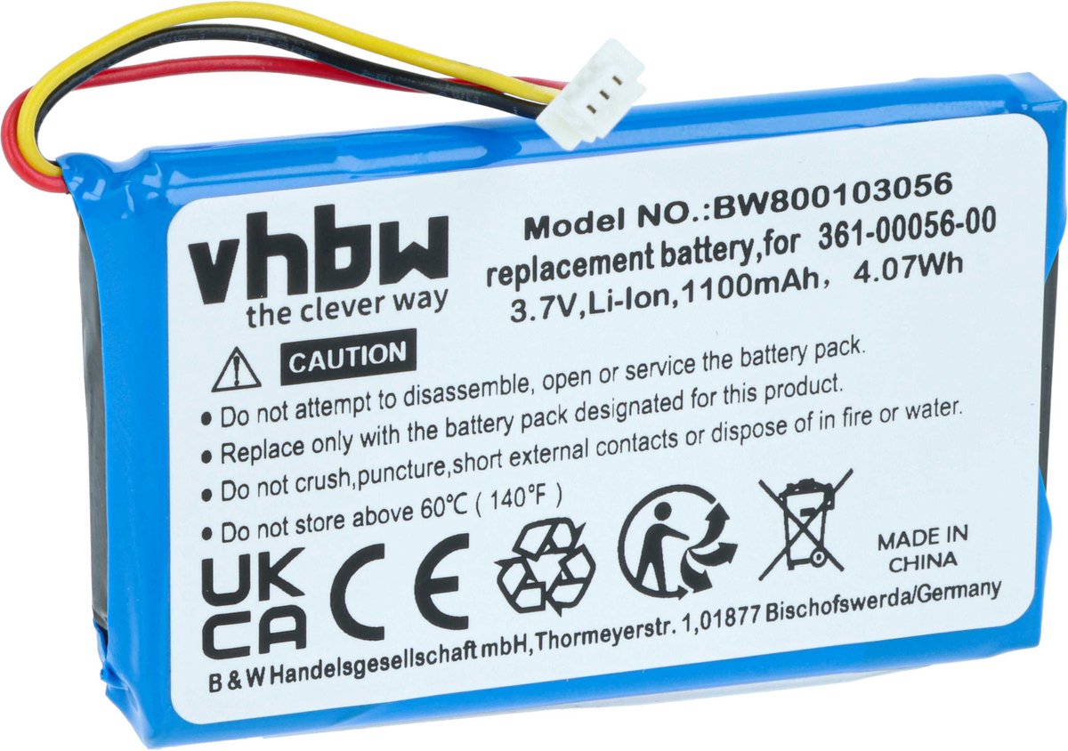 vhbw-batterij compatibel met het Mitac Mio Spirit 8500 LM GPS-navigatiesysteem (1100 mAh, 3,7 V, Li-ion)