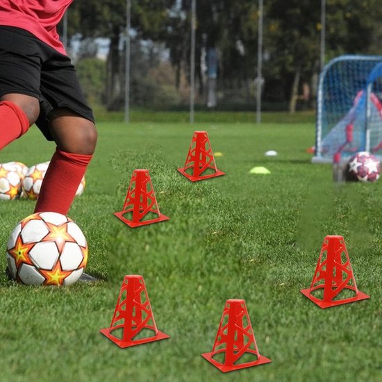 Markeringshoedjes Voetbal - Trainingskegels Sport - Sporttraining Verbeteren - Uniek Hol Ontwerp - 10 Stuks 15cm - Oranje — afbeelding 5