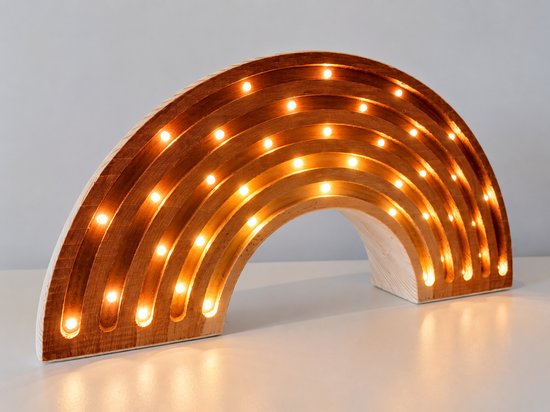 Nachtlamp Regenboog Bruin - Kinderkamer - Babykamer - LED-Verlichting - Hout - Handgemaakt - Lamp - Lichtenhout.nl van Lichtenhout.nl — afbeelding 5