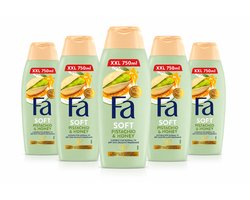 Fa Soft Pistachio & Honey Douchecrème XXL 750 ml – Pistache & Honing – Voordeelverpakking 5 Stuks